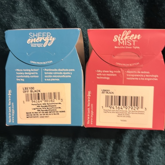 L’eggs Silken Mist Beautiful Sheer Tights 2 Pair - Nude & Black Size B NWT - Picture 6 of 10